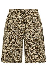 YOURS Plus Size Brown Leopard Print Textured Shorts | Yours Clothing 5