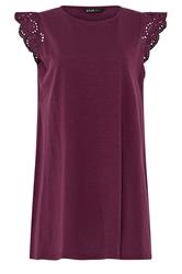 YOURS Curve Purple Broderie Frill Vest Top