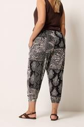 YOURS Plus Size Black Paisley Cropped Trousers | Yours Clothing 2