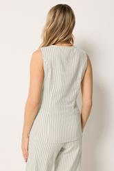 LTS Tall Women's Set Ivory White Pinstripe Waistcoat & Wide Leg Trousers | Long Tall Sally 2