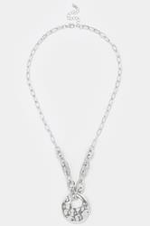Silver Tone Diamante Link Pendant Necklace | Yours Clothing 3