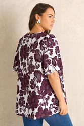 EVANS Plus Size Berry Red Floral Pleat Front Top | Evans 2