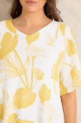 EVANS Plus Size Yellow Floral Double Layer Angel Top | Evans 4