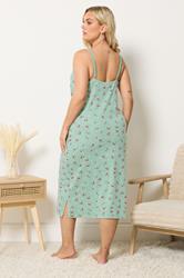 YOURS Plus Size Green Cherry & Polka Dot Chemise Nightdress | Yours Clothing 2