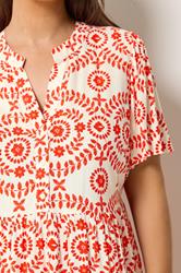 YOURS Plus Size Red Floral Half Placket Maxi Dress | Yours Clothing 4