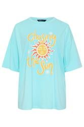 YOURS camiseta azul con estampado «Chasing The Sun»