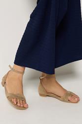 LTS Natural Brown Twisted Low Heel Sandals In Standard Fit | Long Tall Sally 1