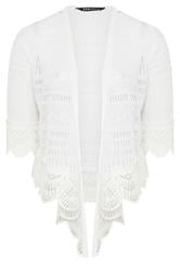 YOURS – Cardigan in Weiß mit Wasserfall-Optik