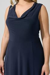 YOURS LONDON Plus Size Navy Blue Drape Front Maxi Dress | Yours Clothing 4