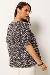 YOURS Plus Size Chocolate Brown Floral Button Front Top | Yours Clothing 2