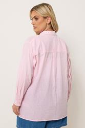 YOURS Plus Size Pink Stripe Textured Shirt | Yours Clothing 5