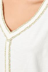 M&Co White Rope Cotton Embroidered T-Shirt | M&Co 5