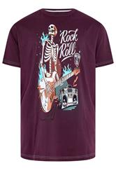 KAM Big & Tall Purple Rock N Roll Skeleton Print T-Shirt | BadRhino 2