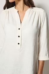 M&Co Ivory White Jacquard Detail Half Placket Shirt | M&Co 4