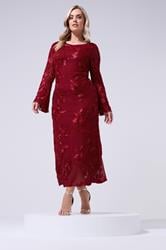 YOURS LONDON Plus Size Red Floral Applique Maxi Dress | Yours Clothing 1
