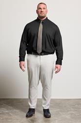 D555 Big & Tall Black Long Sleeve Non Iron Stretch Shirt | BadRhino 1