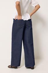 PixieGirl Petite Women's Indigo Blue Elasticated Cotton Wide Leg Jeans | PixieGirl 2