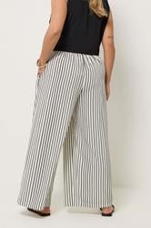 YOURS Plus Size White Stripe Paper Bag Waist Trousers | Yours Clothing 2