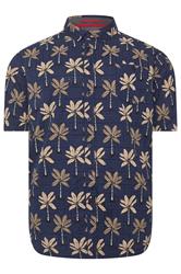 D555 Big & Tall Navy Blue Geometric Print Jacquard Shirt | BadRhino 2