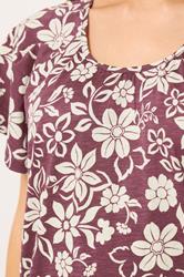 M&Co Berry Red Floral Cotton Scoop Neck Top | M&Co 4
