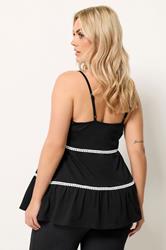 YOURS Plus Size Black Tiered Swing Vest Top | Yours Clothing 2