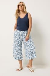 YOURS Plus Size White Ditsy Floral Culottes | Yours Clothing 1