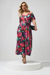 YOURS LONDON Plus Size Red & Purple Abstract Floral Print Maxi Dress | Yours Clothing 1