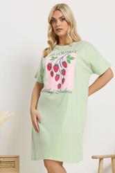 YOURS Plus Size Green 'Fruit Market' Sleep tee Nightdress | Yours Clothing 3