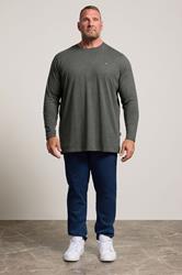 BadRhino Big & Tall Charcoal Grey Extra Long Long Sleeve T-Shirt | BadRhino 1