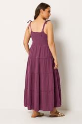 YOURS Plus Size Dark Pink Cheesecloth Tiered Dress | Yours Clothing 2