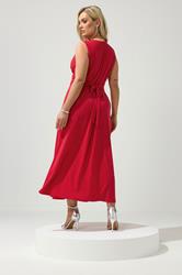 YOURS LONDON Plus Size Red Abstract Knot Detail Dress | Yours Clothing 2