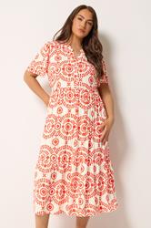 YOURS Plus Size Red Floral Half Placket Maxi Dress | Yours Clothing 3