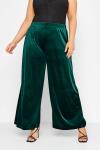 Yours Curve Plus Size Wide Leg Stretch Velvet Trousers