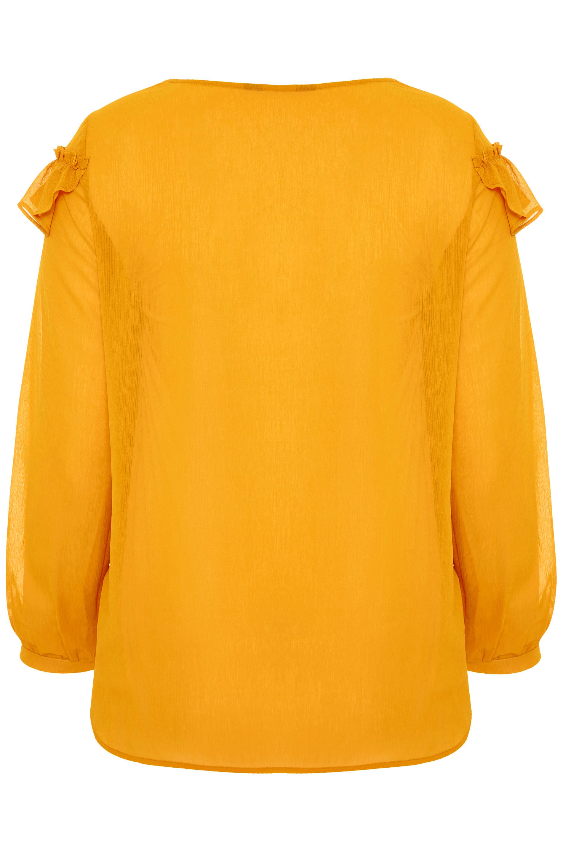 Mustard Yellow Frill Chiffon Blouse Yours Clothing   Mustard Yellow Frill Chiffon Blouse 130760 35fe 