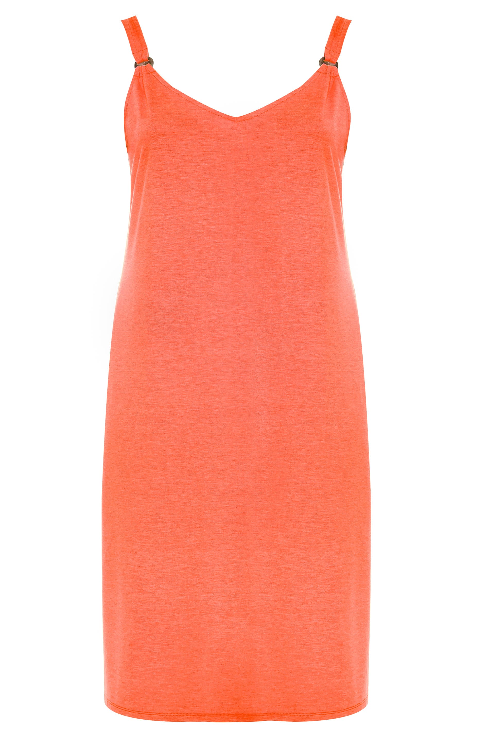 Neon Orange Ring Detail Midi Dress Yours Clothing