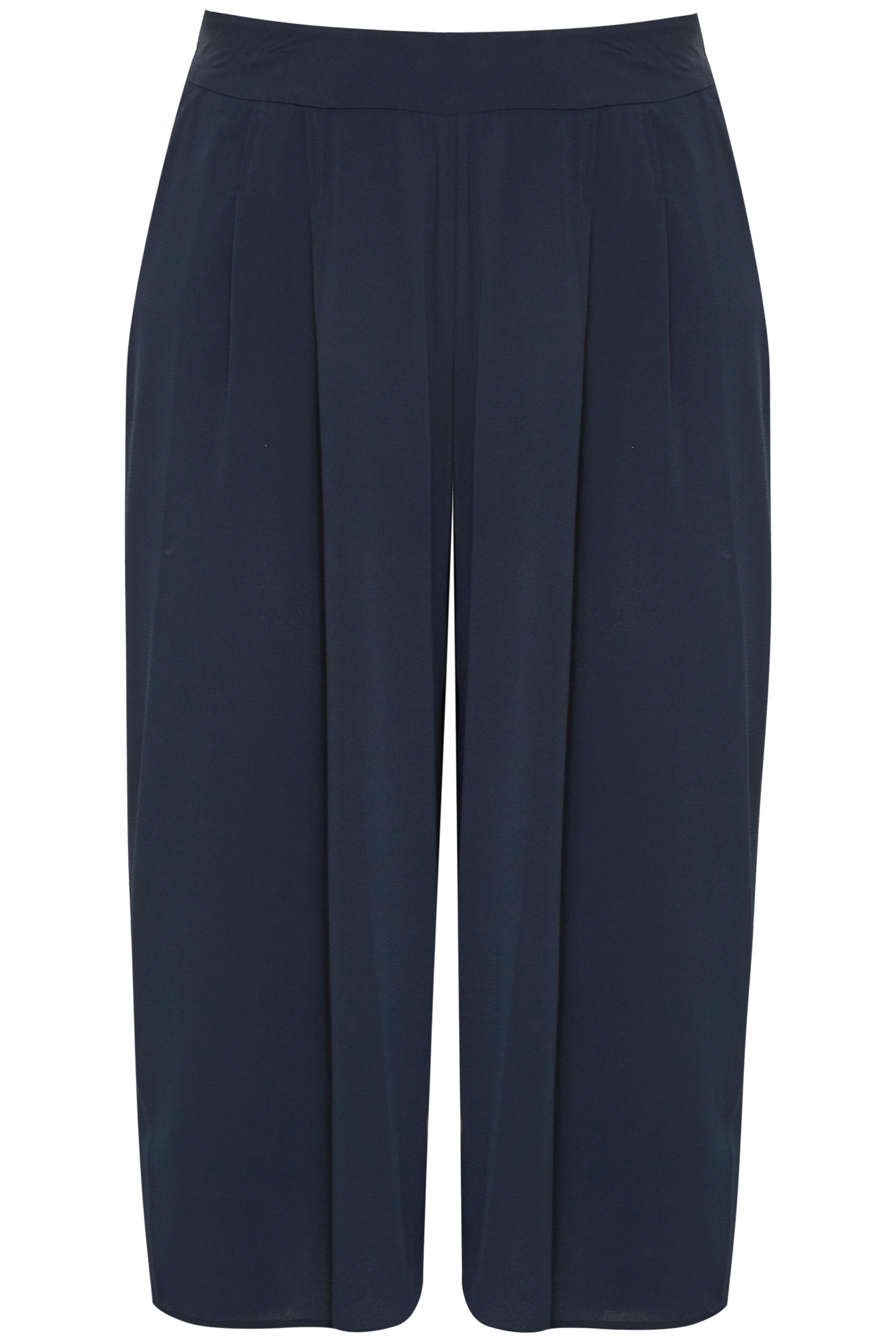 Navy Double Pleated Culottes | Yours Clothing