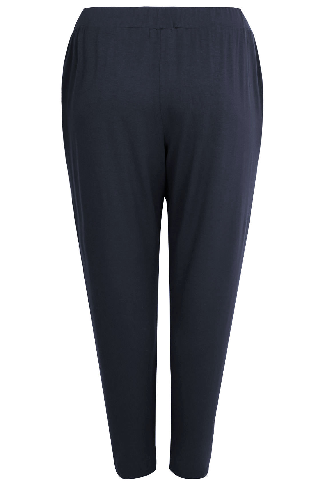 Grande taille  Pantalons Grande taille  Pantalons Fluides Sarouel | Pantalon en Jersey Bleu Marine Fluide - RG73002