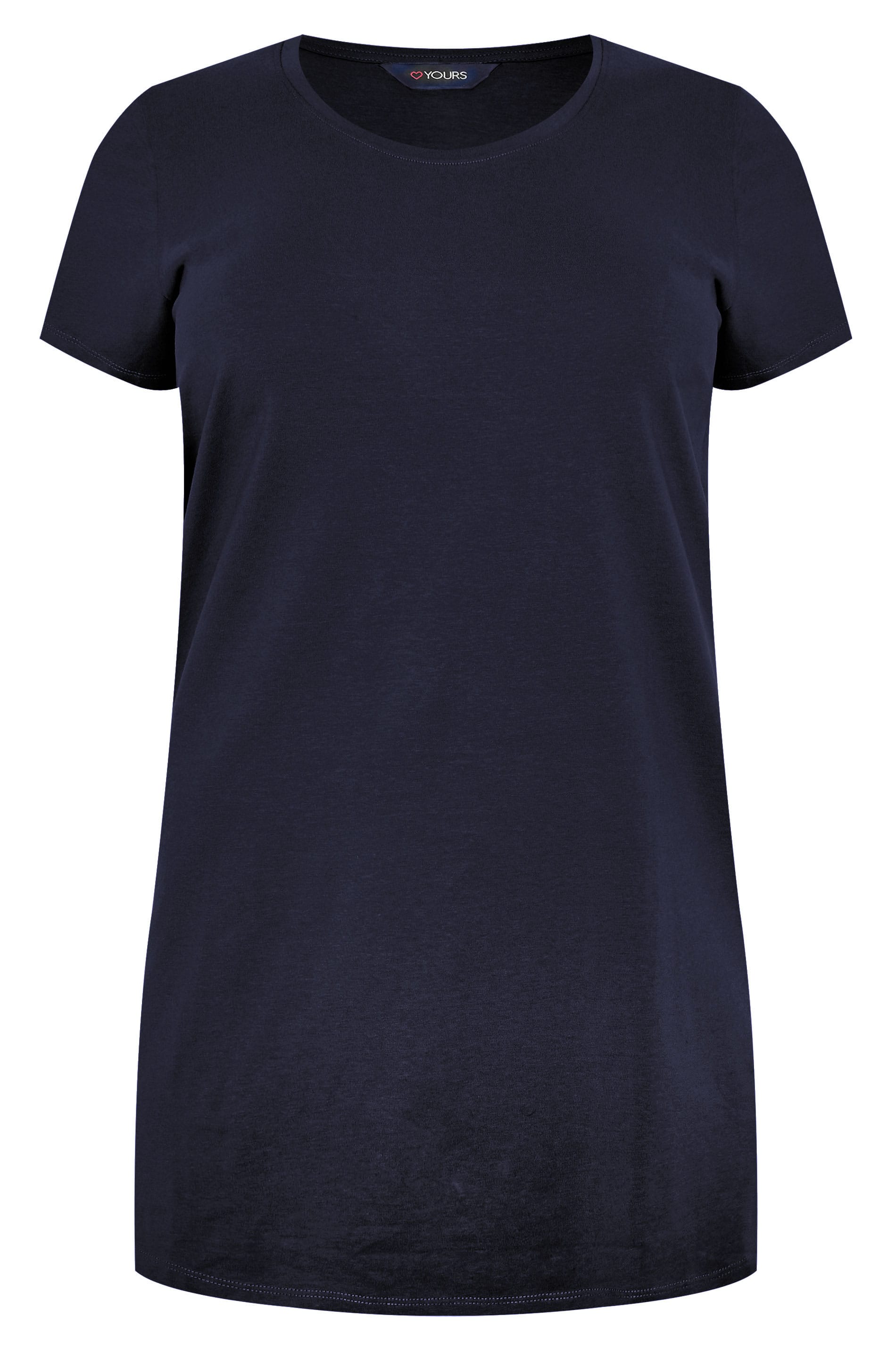Grande taille  Tops Grande taille  T-Shirts Basiques & Débardeurs | T-Shirt Bleu Marine Coupe Longue - TE40261