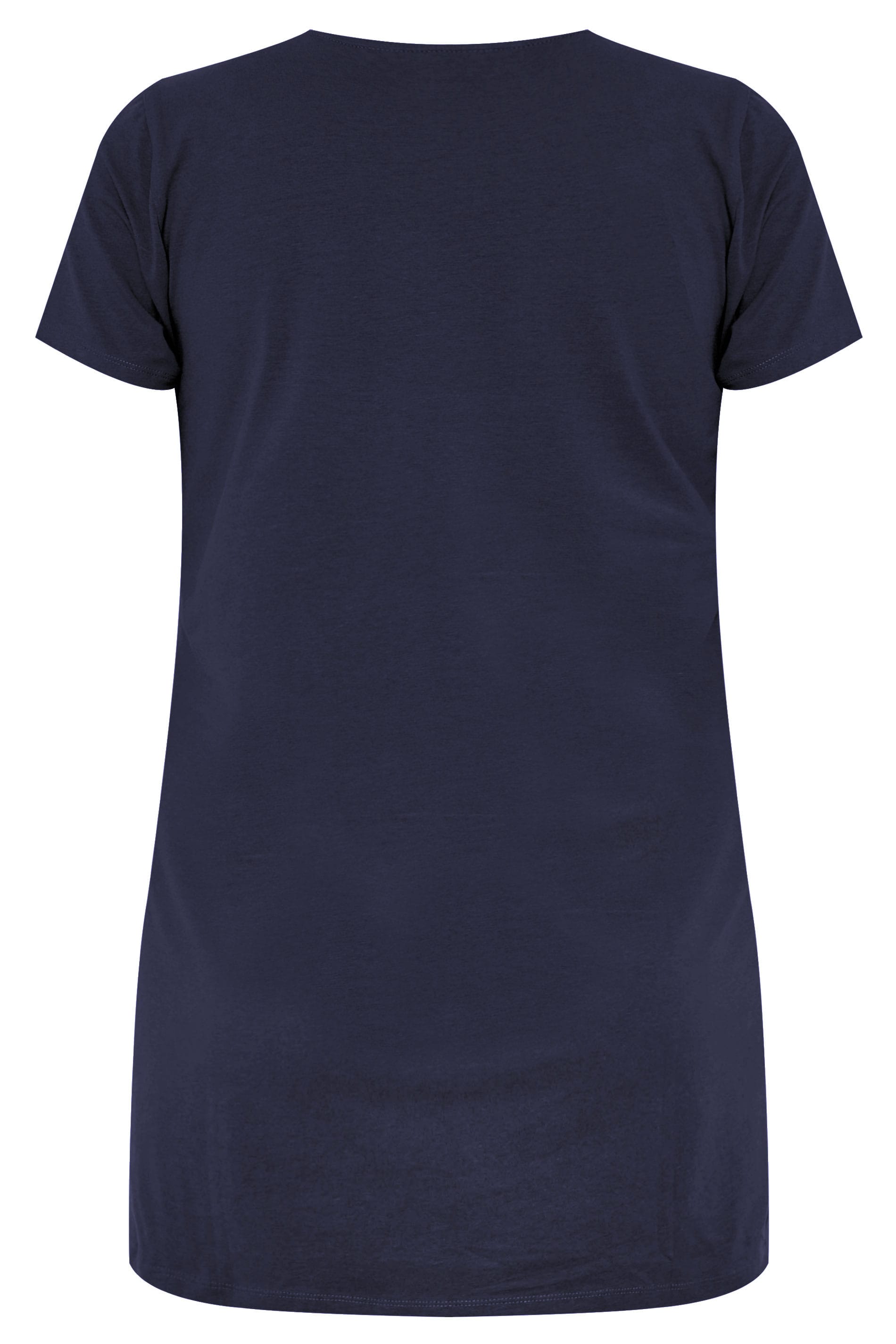 Grande taille  Tops Grande taille  T-Shirts Basiques & Débardeurs | T-Shirt Bleu Marine Coupe Longue - TE40261