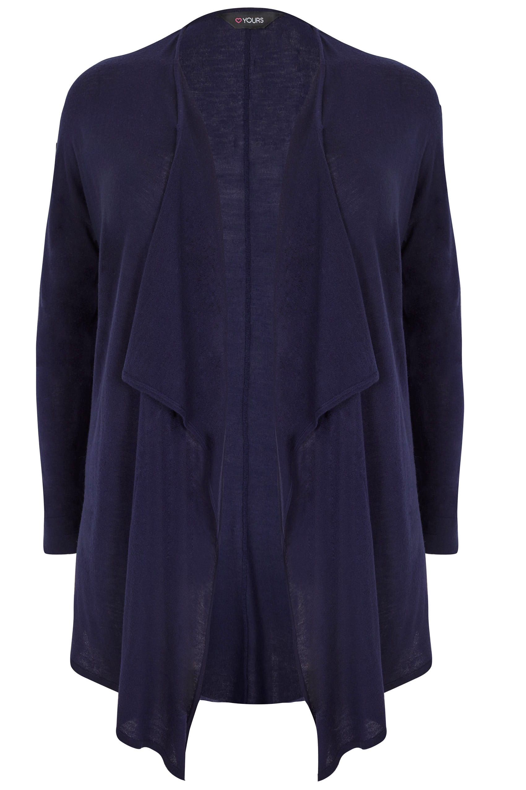 Navy Longline Waterfall Cardigan, plus size 16 to 36 | Yours Clothing