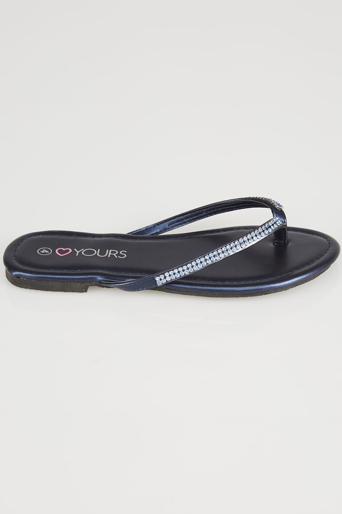 navy diamante flip flops