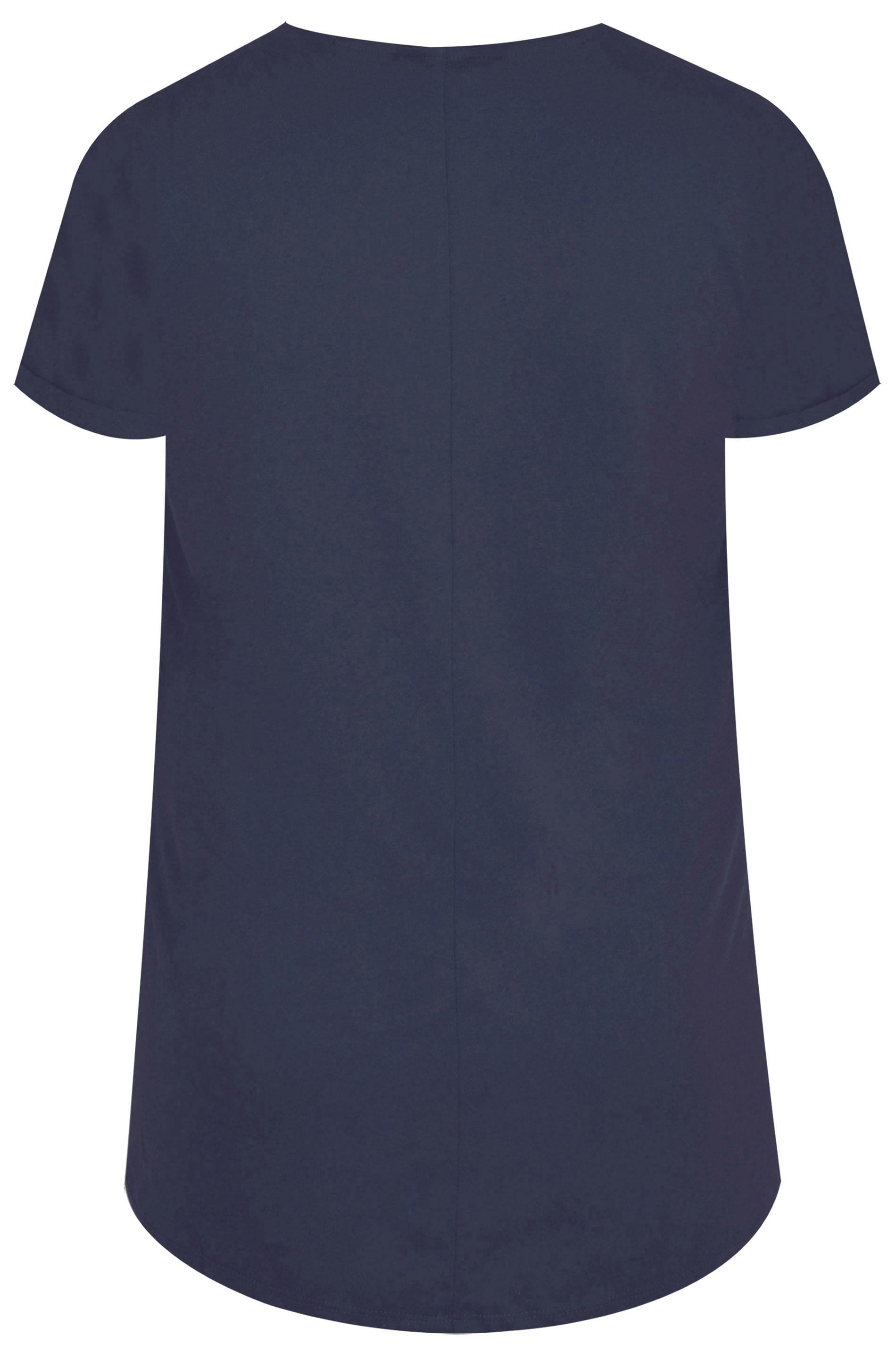 Grande taille  Tops Grande taille  T-Shirts | T-Shirt Bleu Marine Col Rond - SX19738