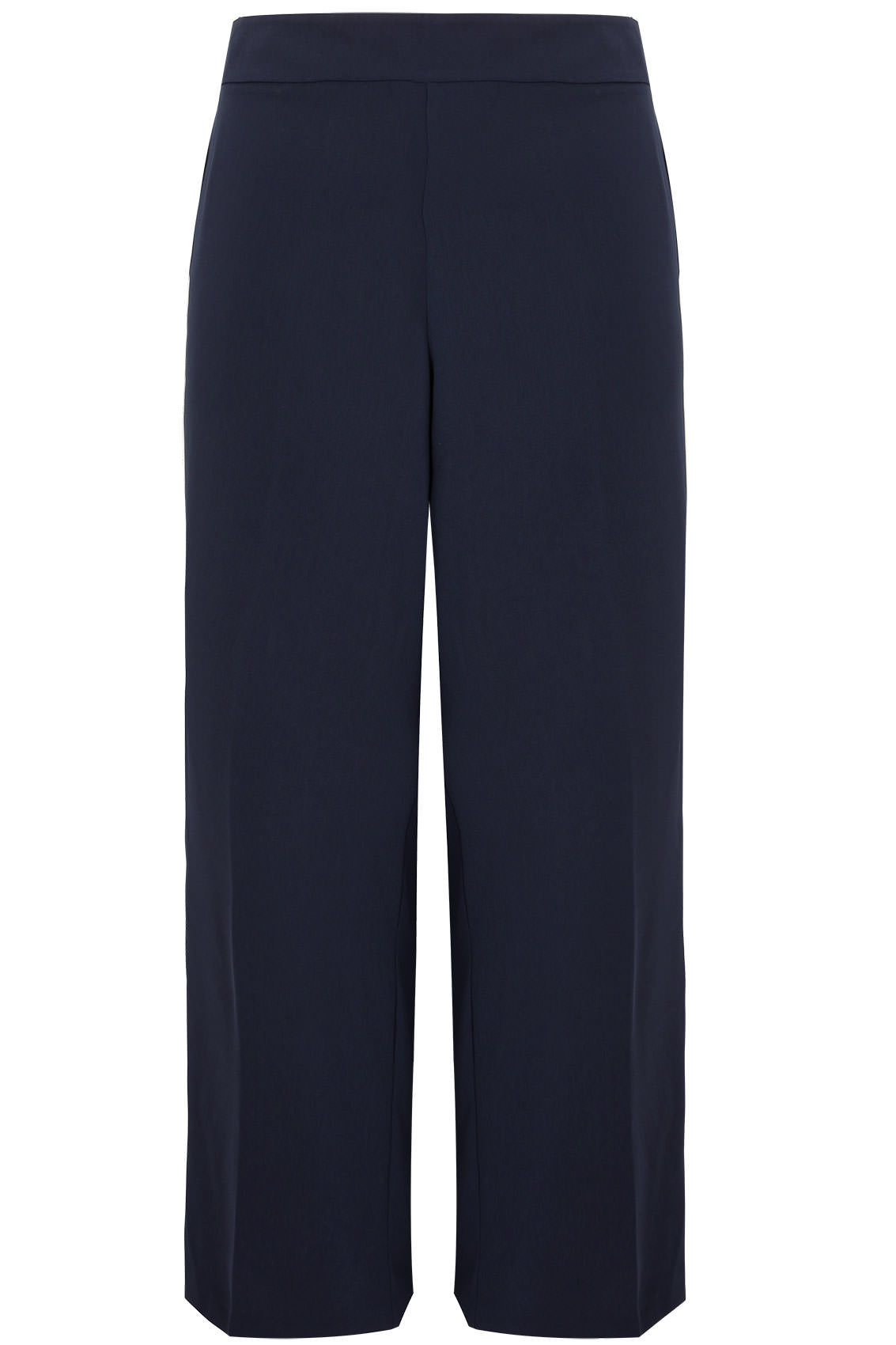 Navy Wide Leg Smart Trousers With Elasticated Waist