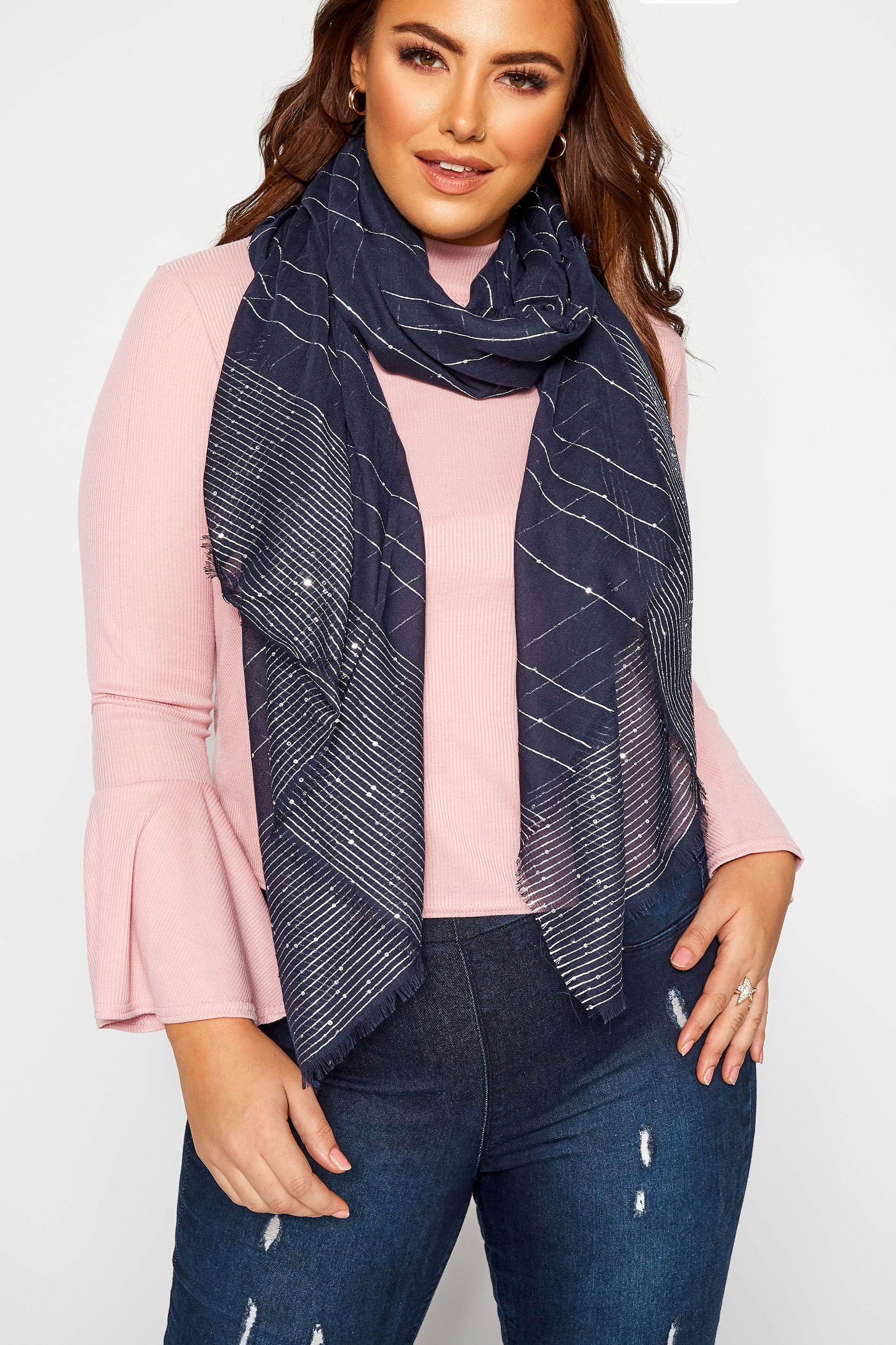navy and silver scarf