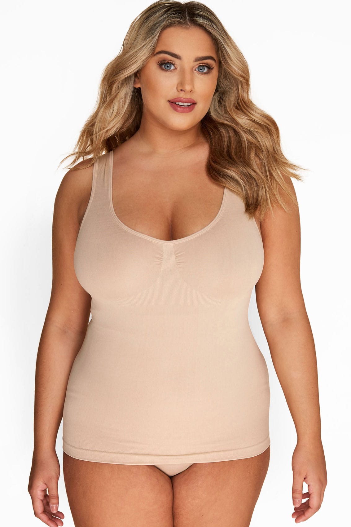 Plus Size Nude Seamless Control Vest Top | Yours Clothing 1