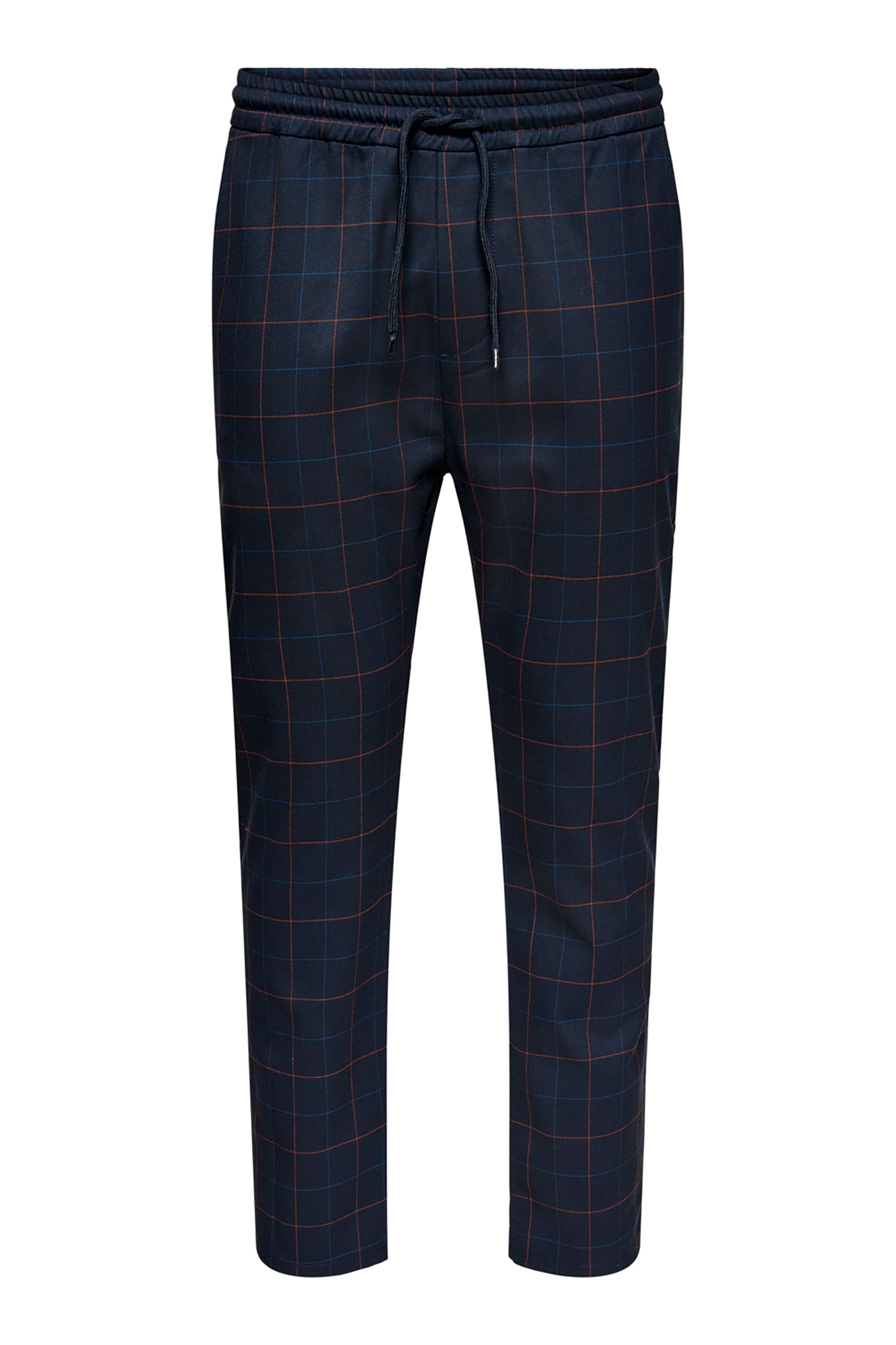 ONLY & SONS Big & Tall Navy Blue Check Trousers 1