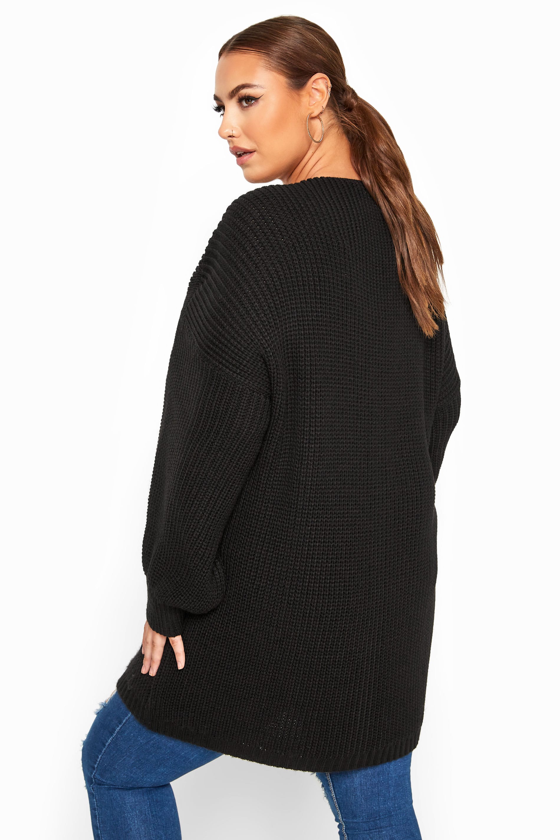  Cardigan  Noir Manches Ballons  Style Oversize Grande 