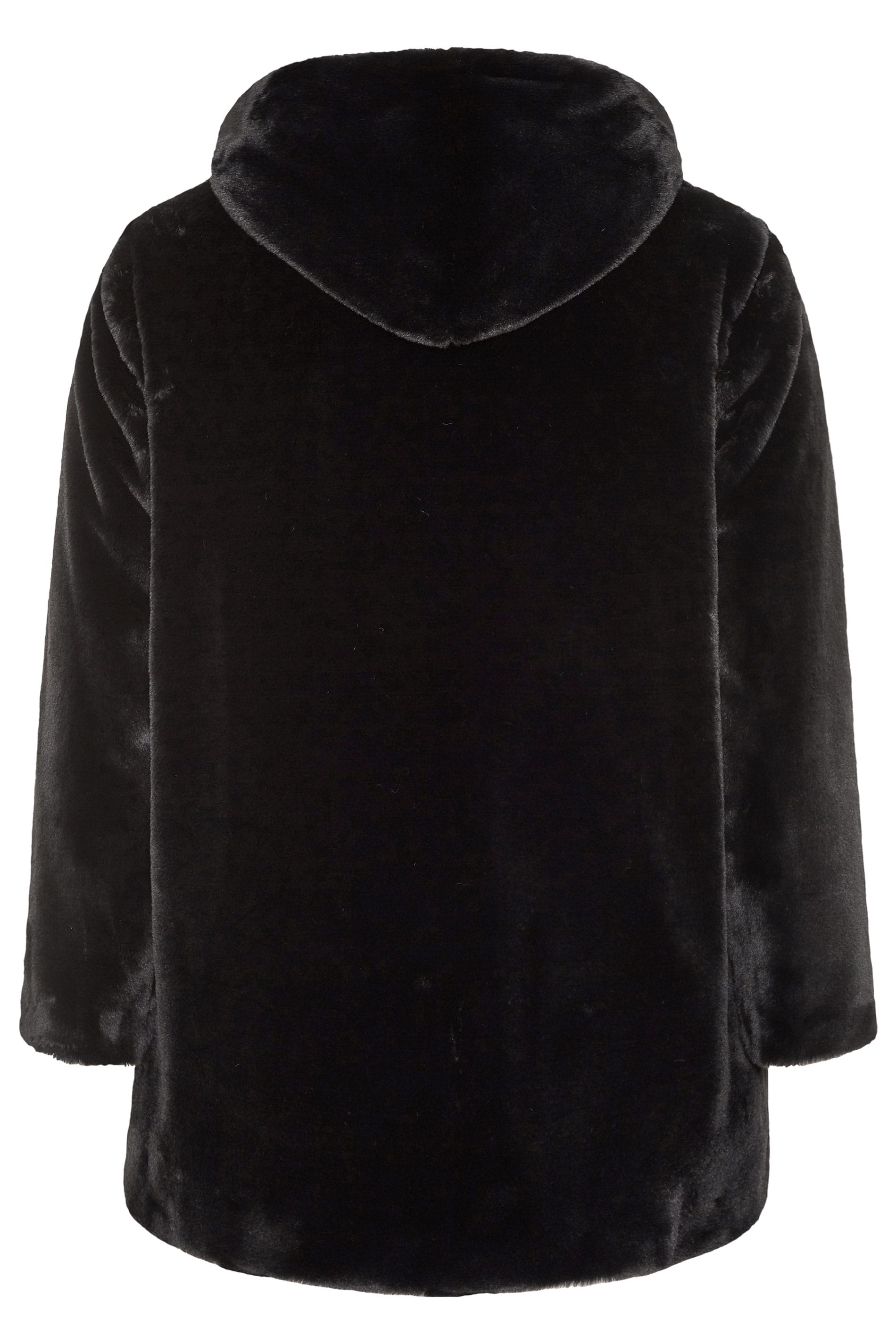 Black Vegan Fur Hooded Coat | Yours Clothing