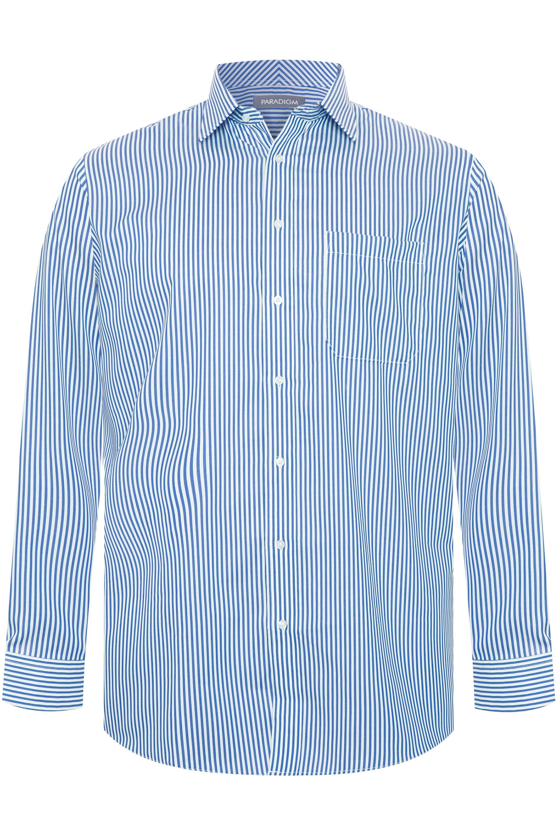 DOUBLE TWO Blue Stripe Luxury Long Sleeve Shirt | BadRhino