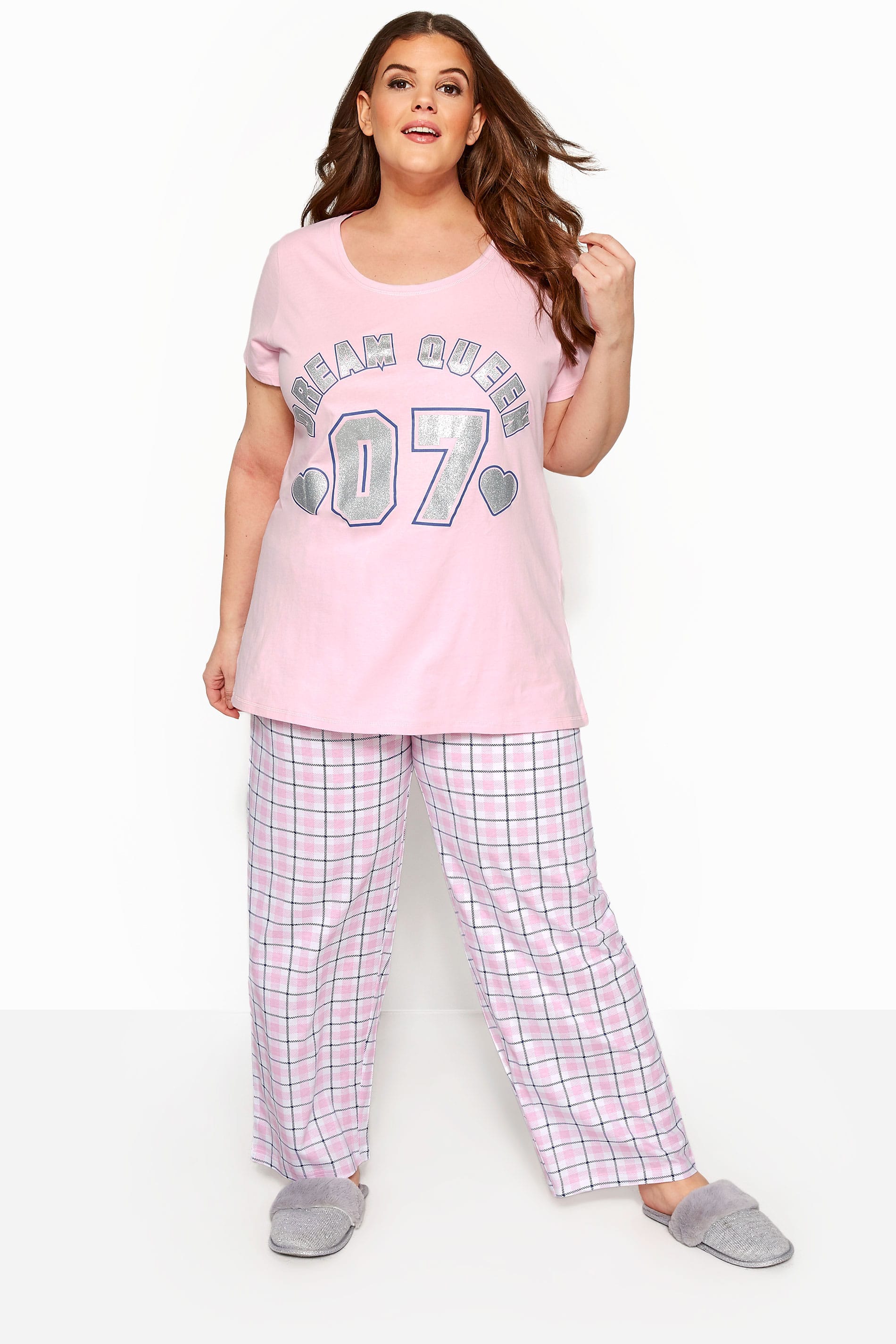 Pink Glitter Dream Queen Pyjama Set Yours Clothing